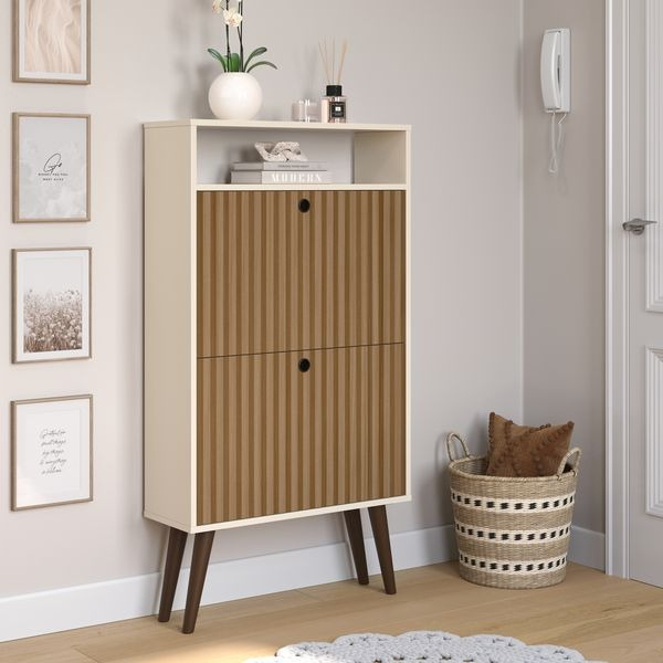 Sapateira MDF Basculante Suporta 12 Sapatos Pratica Moderna Resistente Organizadora Compacta Off Ripado