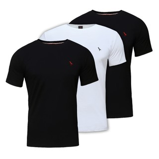 Kit 3 Camisetas Premium Malha Peruana 100% Algodão Fio 30.1