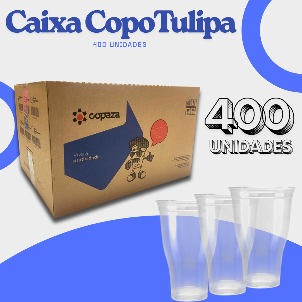 Caixa Fechada 400 Copos Tulipa 300 ml Festa Chopp Bebidas Descartável em Oferta na Shopee