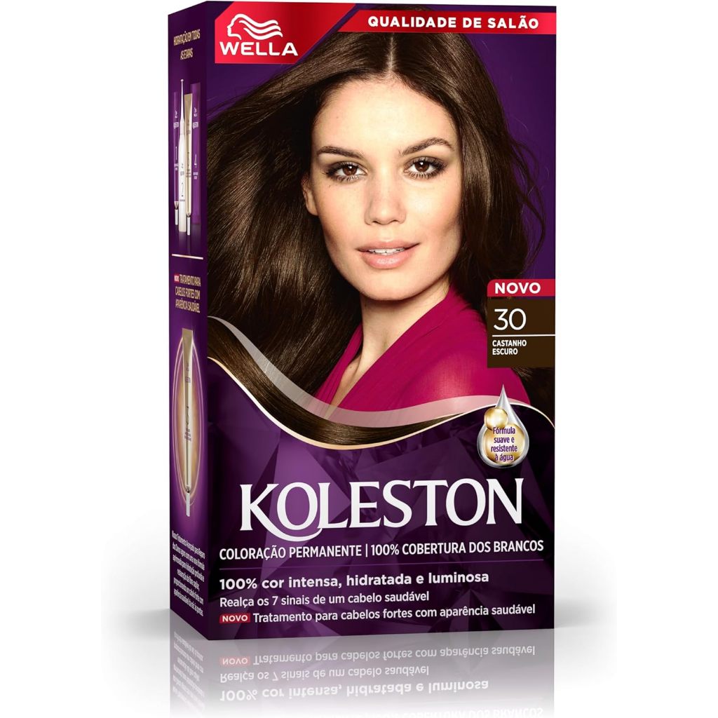 Tintura de Cabelo Koleston Kit 30 Castanho Escuro em Oferta na Shopee