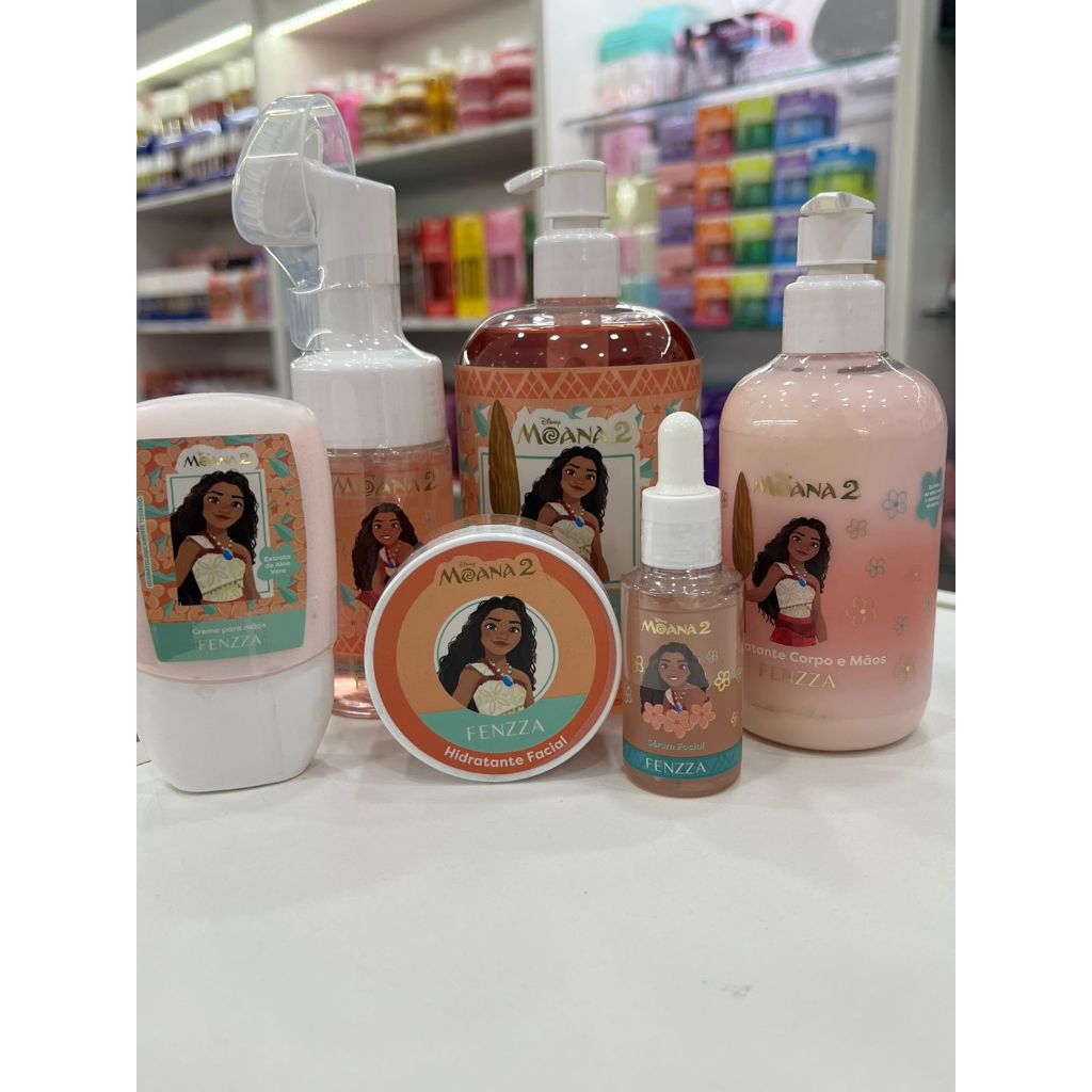 Kit Linha de Limpeza Facial e Corporal Moana 2 Disney Cheirinho de Baunilha - Fenzza