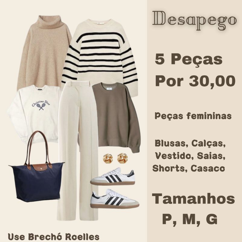 lote de roupa feminina, lote Sortido leve 5 peças por 30,00 SOMENTE ROUPAS Usada/seminova tamanhos variados
