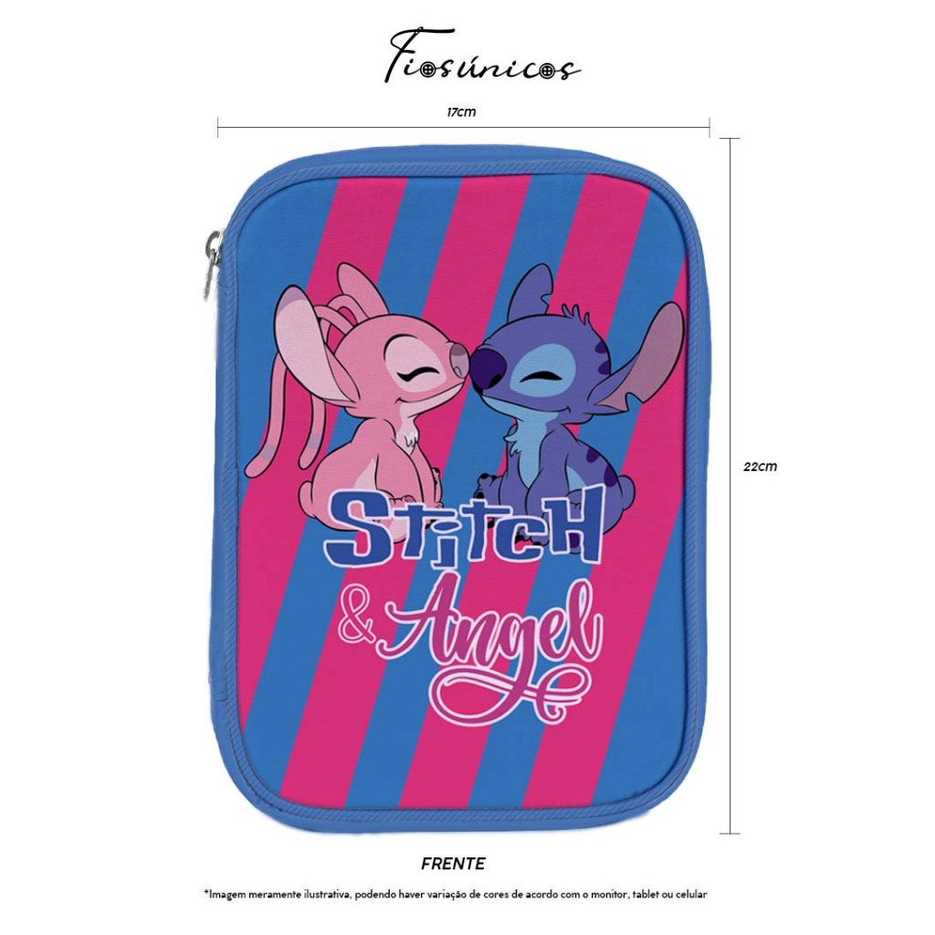Estojo Stitch e Angel modelo box "40 pens"