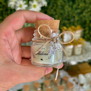 Kit Velas Aromáticas Personalizadas com Mini Terço - Lembrancinha Batizado ou Primeira Comunhão em Oferta na Shopee