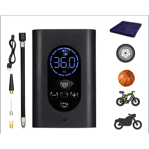 Inflador de Pneus Portátil 150 PSI com manômetro Luz LED 4000mAh USB Recarregável em Oferta na Shopee