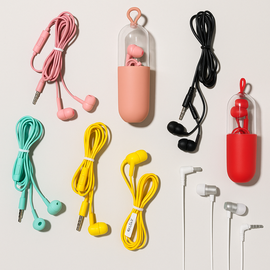 Fone de Ouvido com Fio e Estojo varias cores Conector P2 (3,5mm) qualidade de som designer moderno