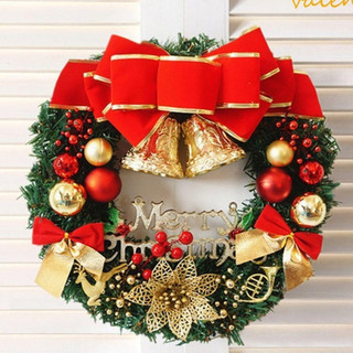 Guirlanda Natalina De Luxo Natal 35cm LED Decorações Porta Pendurado De Natal Feliz Natal