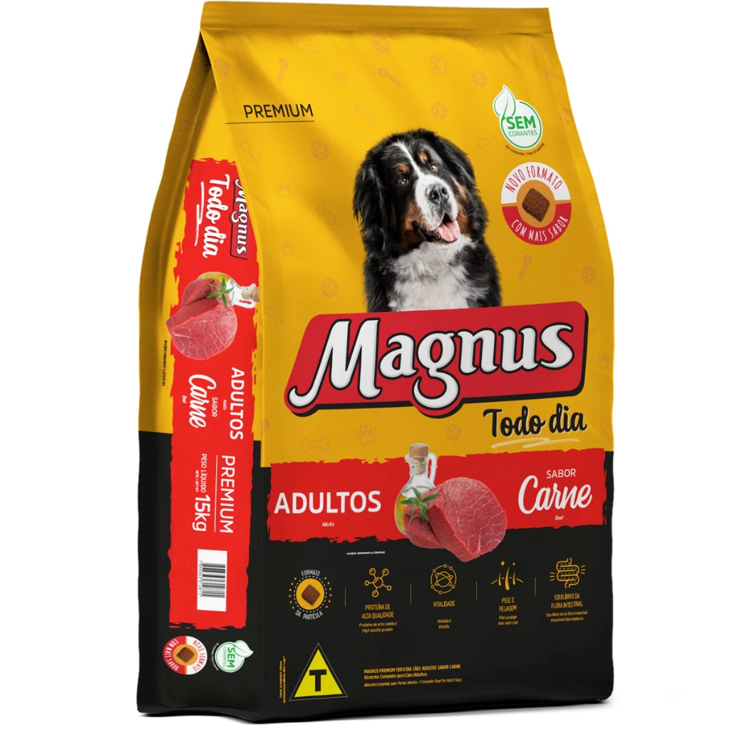 Ração para Cães Adultos Médio Porte Magnus Premium 10kg – Sabor Carne Adimax