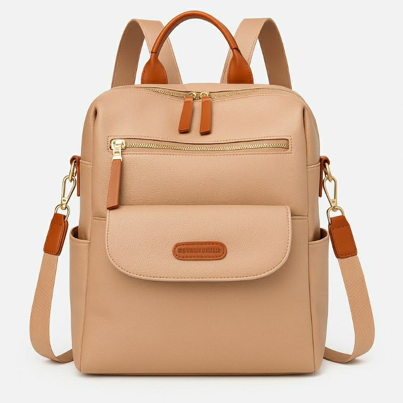 Mochila Feminina bolsa Casual em Couro Sintético – Grande e Espaçosa pavão  de ouro