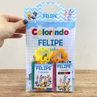 Kit diversão Baby Looney Tunes Azul Menino | Lembrancinhas | Festa | Pintura | Massinha | Revistinha em Oferta na Shopee