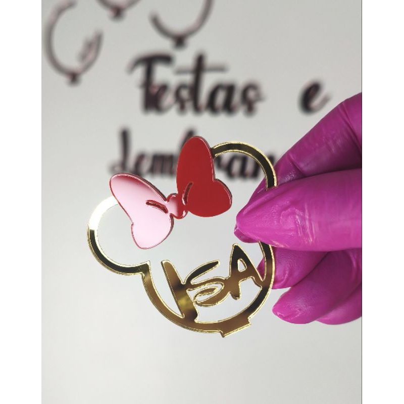 10 Apliques Acrílico Minnie Com Base 6cm / Aplique de Luxo, Festa da Minnie Rosa Minnie Vermelha