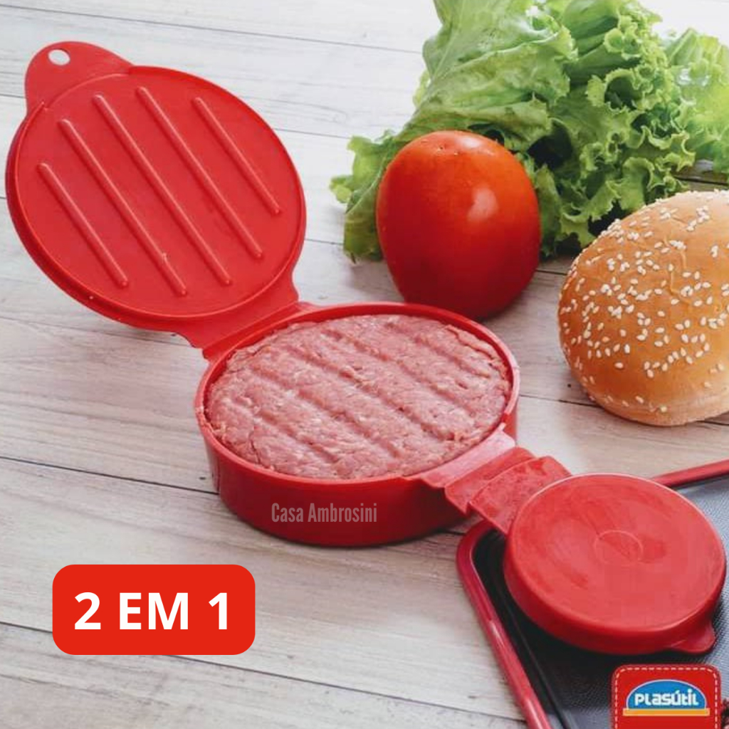 Forma Molde Para Fazer Hambúrguer Artesanal Recheado Caseiro Rápido e Fácil Plasutil em Oferta na Shopee