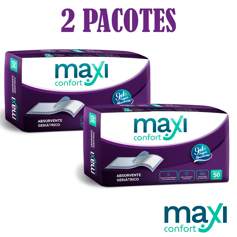Kit 2 Absorvente Geriátrico Maxi Confort C/50 Un Direto Da Fabrica