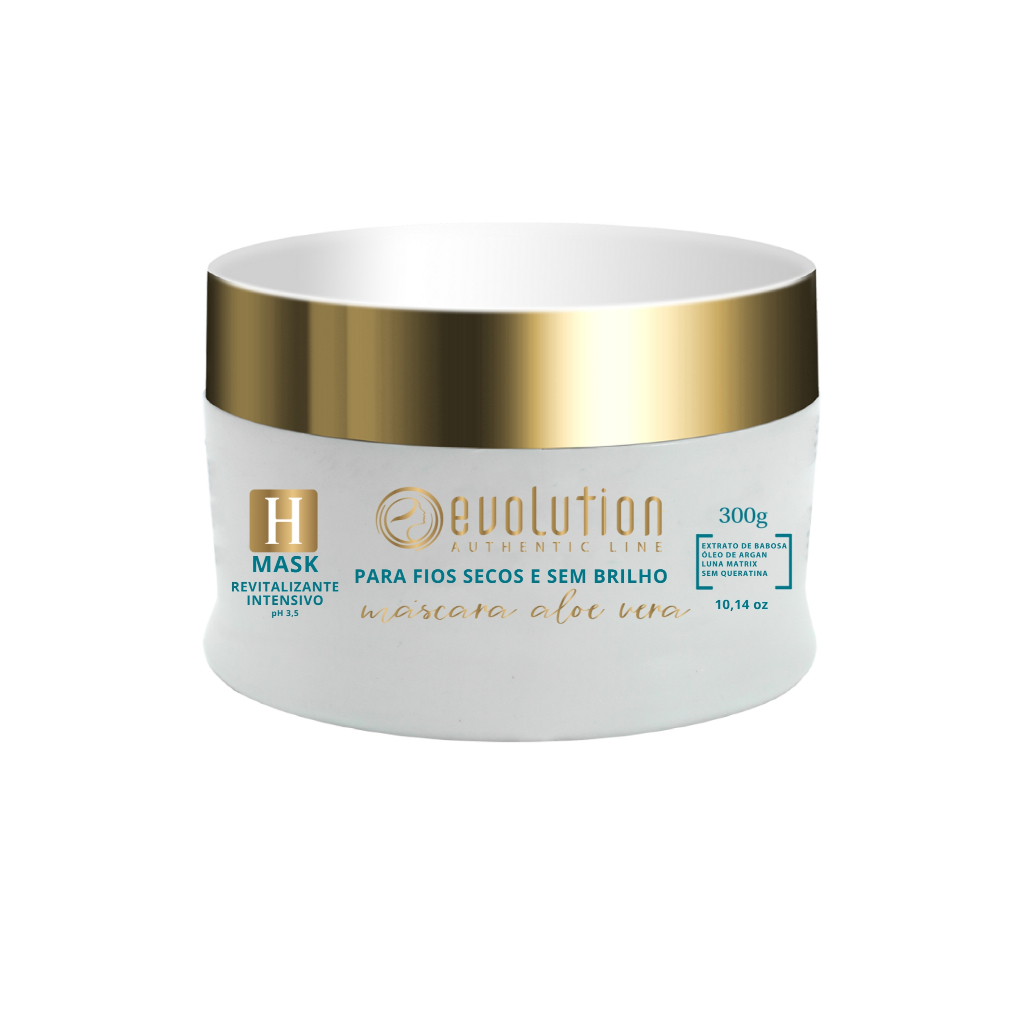 Evolution, Máscara revitalizante intensiva aloe vera 300g hidratação profunda cabelo de salão em casa