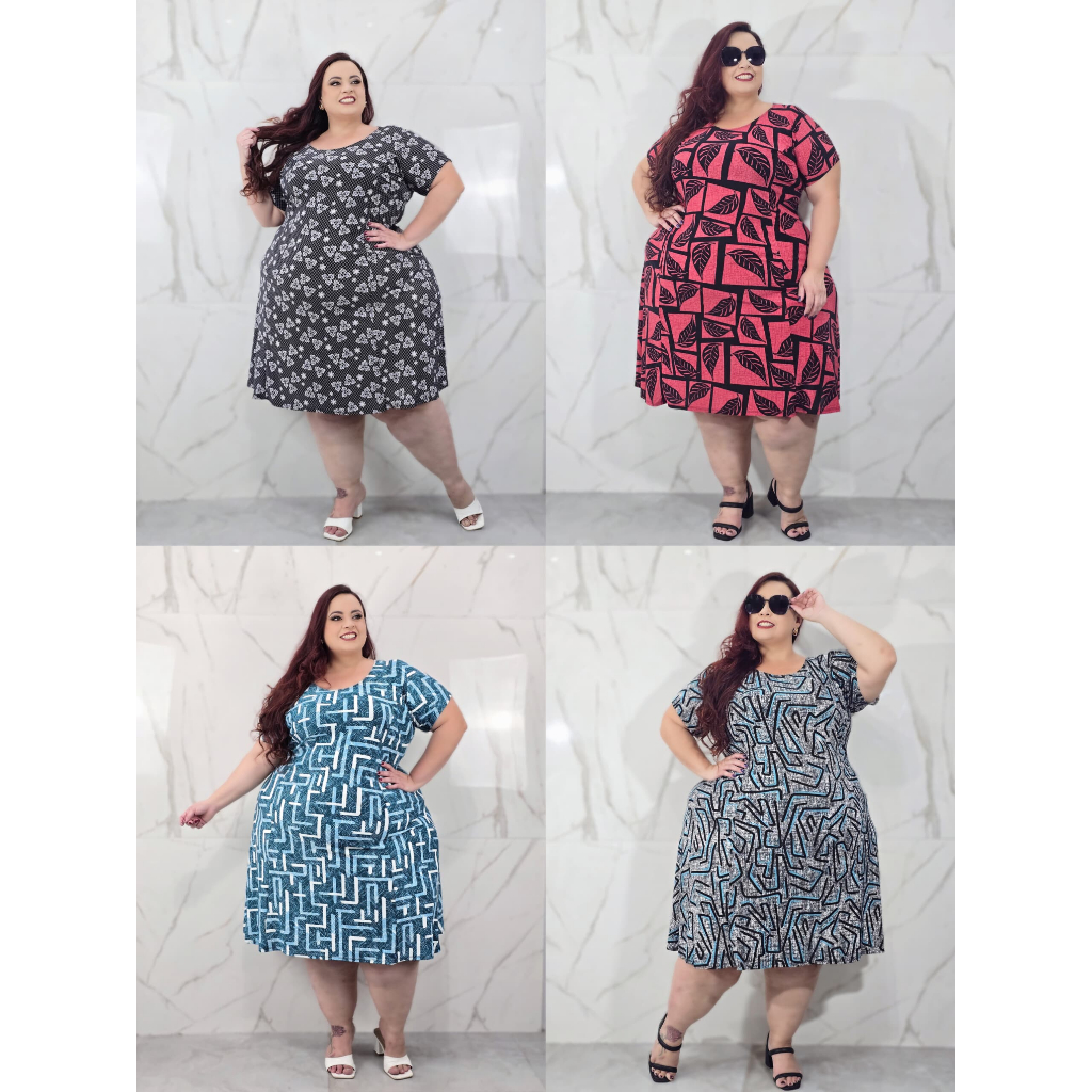 Kit 3 Vestido Plus Size G1 até G6 G7 Estampado Grande Senhora