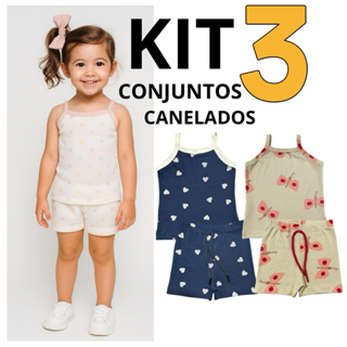 KIT 6 PEÇAS Regata e Short Infantil Menina 2 e 4 Anos Canelado (C.A.) em Oferta na Shopee