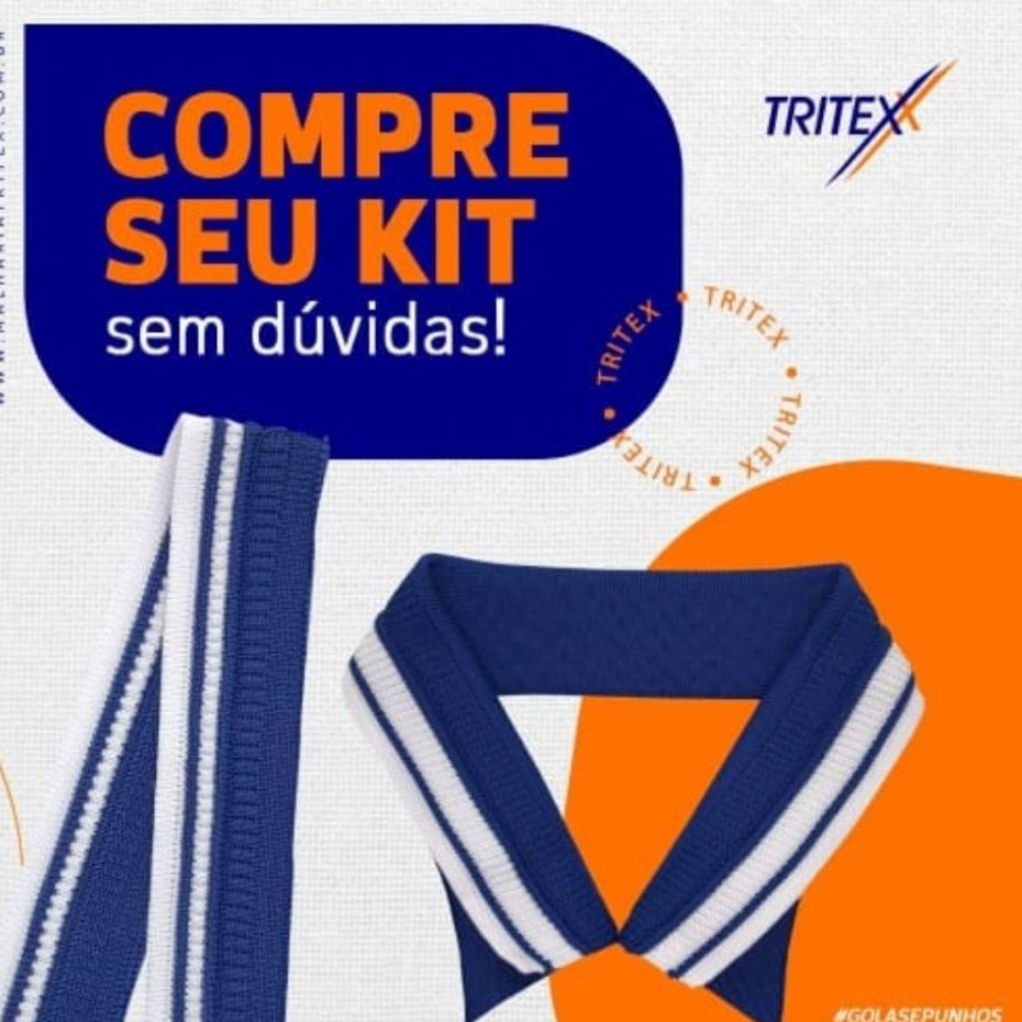 Gola + Punho Esportivo Tritex Kit 6,12 ou 24 UN ideal para camisa de futebol e Moda Fitness Dry Fit