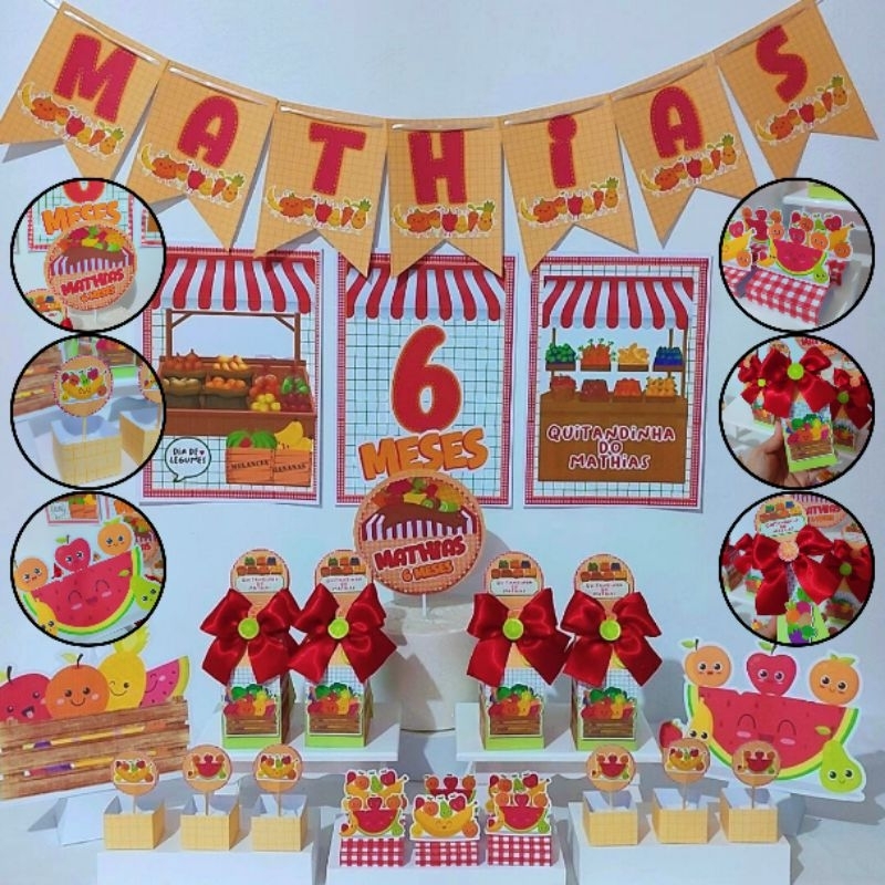Kit Festa Completa Quitandinha/Frutinhas/Só um bolinho/Aniversário/Mesversario/Personalizados/Lembrancinhas