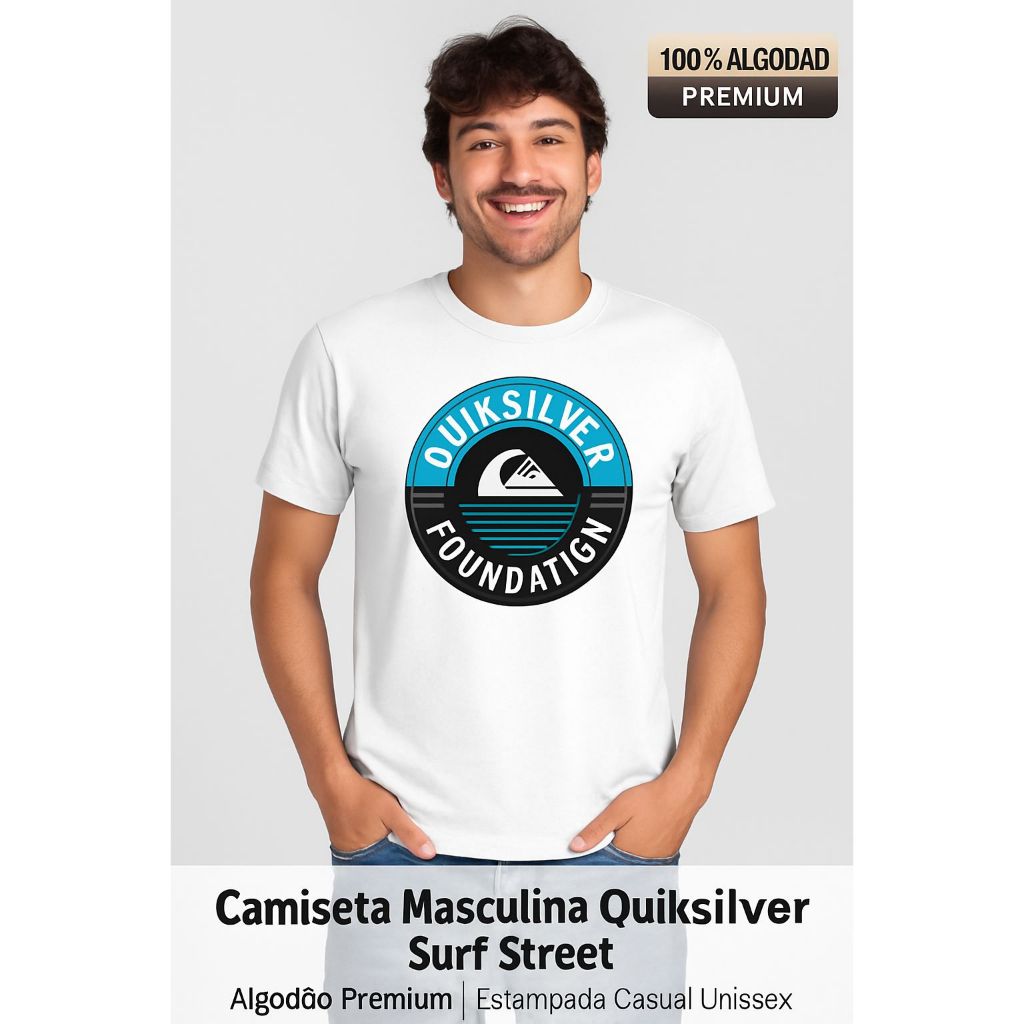 Camiseta Masculina Quiksilver Estampada Algodão Premium Surf Street Casual Unissex Promoção