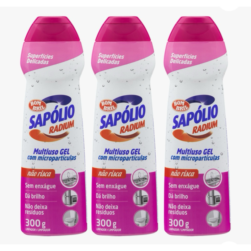 kit 03 Unidades Multiuso Cooktop  Gel Sapolio Radium Superfícies Delicadas Bombril em Oferta na Shopee
