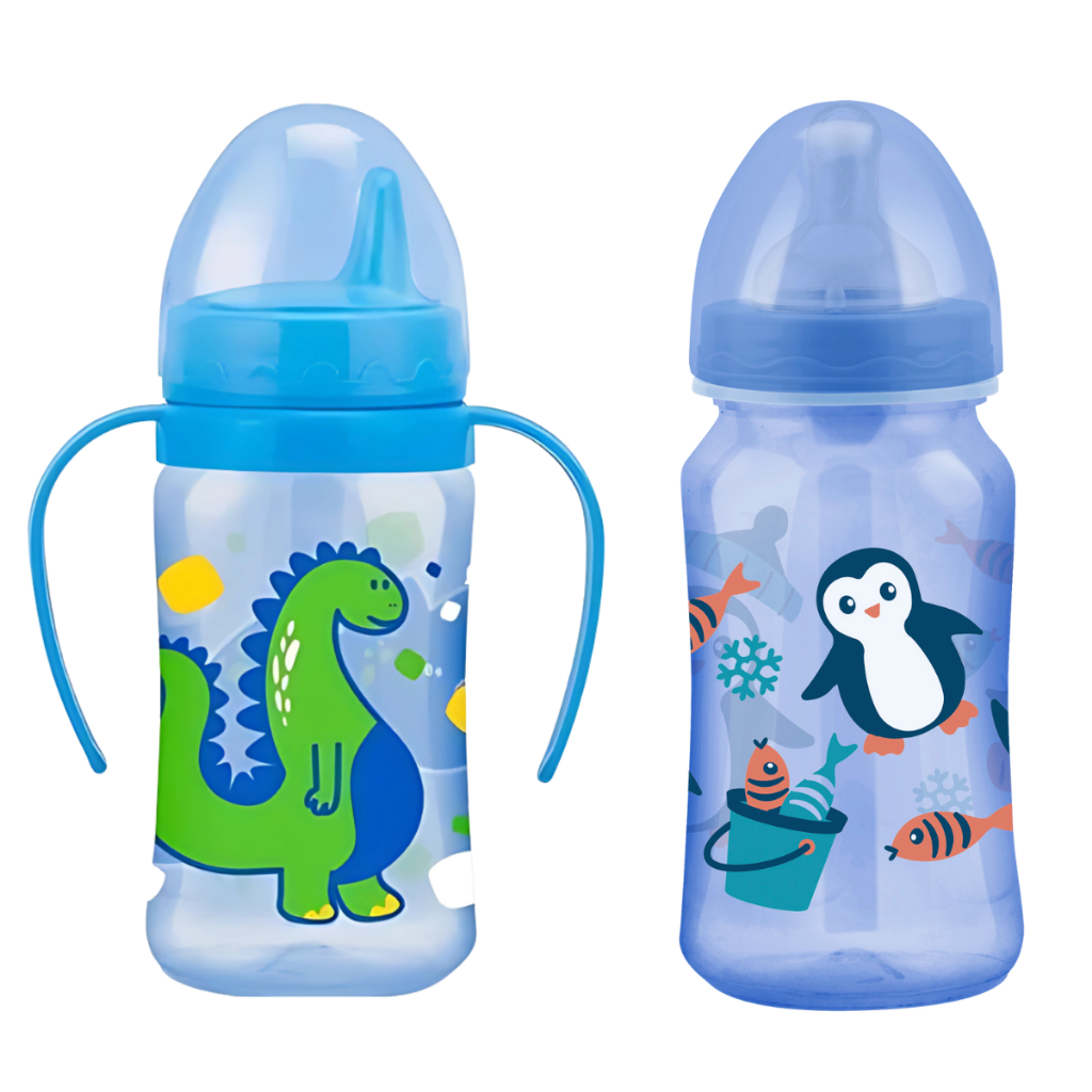 Kit Copo Infantil e Mamadeira para Bebê Copinho de Transição e Treinamento Mamadeiras Azul e Rosa em Oferta na Shopee