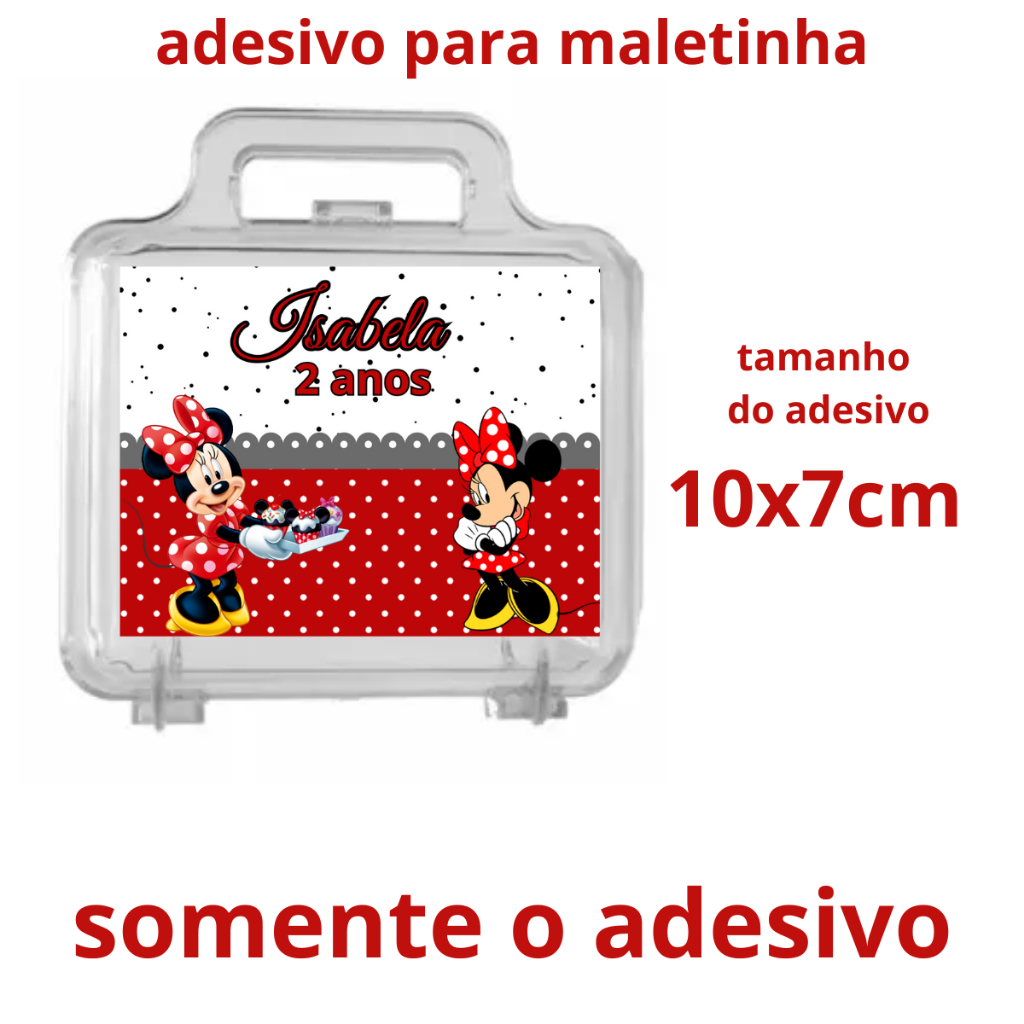 Adesivo para maletinha minnie rotulo adesivo lembrancinha personalizados festa aniversario