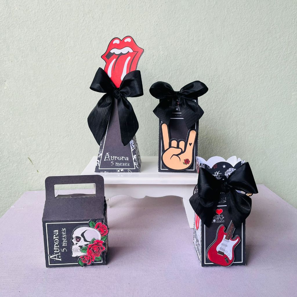 Kit Festa - Lembrancinhas Personalizadas Rock - Caixinha Personalizada - Papelaria Personalizada