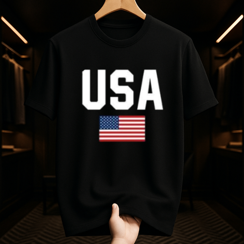 CAMISETA PRETA USA ALGODÃO 100% CAMISA MANGA CURTA GOLA REDONDA ESTAMPADA DTF DO P AO GG