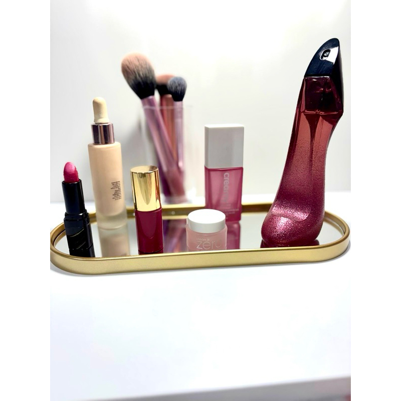 Bandeja de Mármore Espelhada Decoração Pentiadeira Maquiagem Maquiagem Perfumes Cosméticos Luxo para Quarto