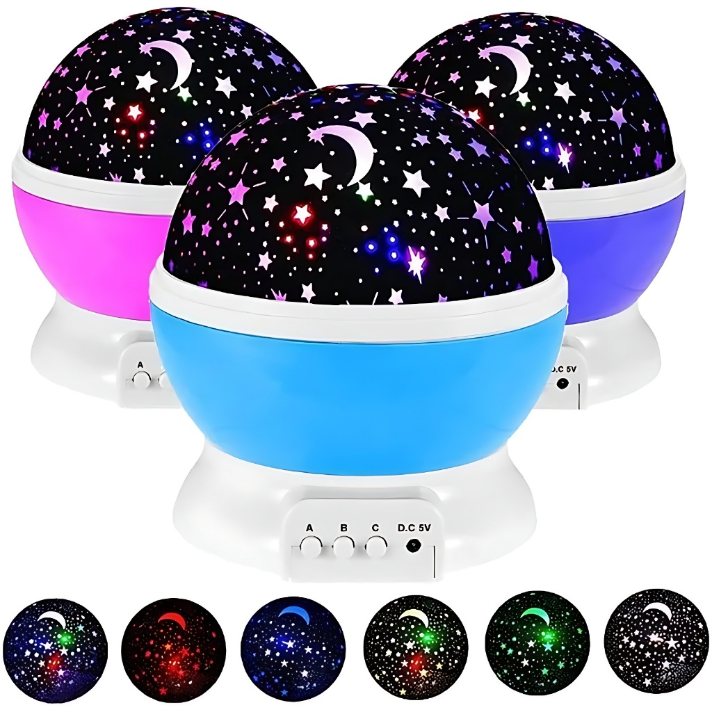 Imagem Abajur Luminária  Rotativa Projetor Globo Estrela Criança Festa Star Galaxia