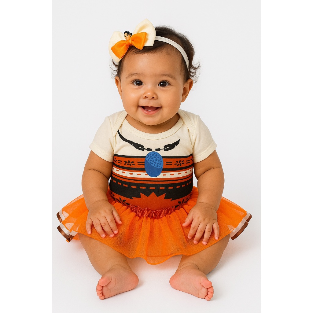 bodie fantasia body roupa menina princesa moana saia bebe
