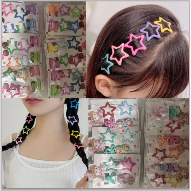 Kit Conjuntos Estrela Colorido  De Cabelo Cabeleireiro Acessórios De Para Meninas Doces