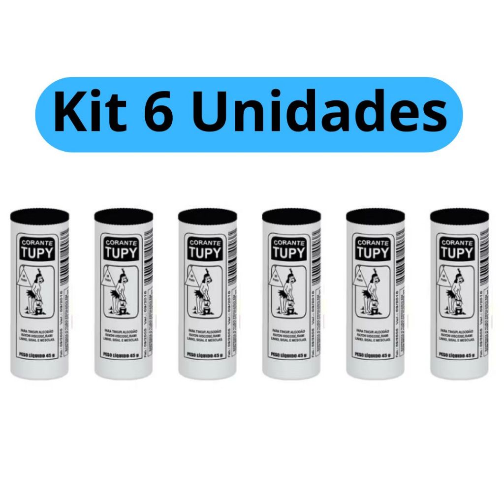 Corante para Tingir Tecidos Tupy 45g 6 unidades Preto Para Tingimento Roupas Viscose Algodão Rayon em Oferta na Shopee