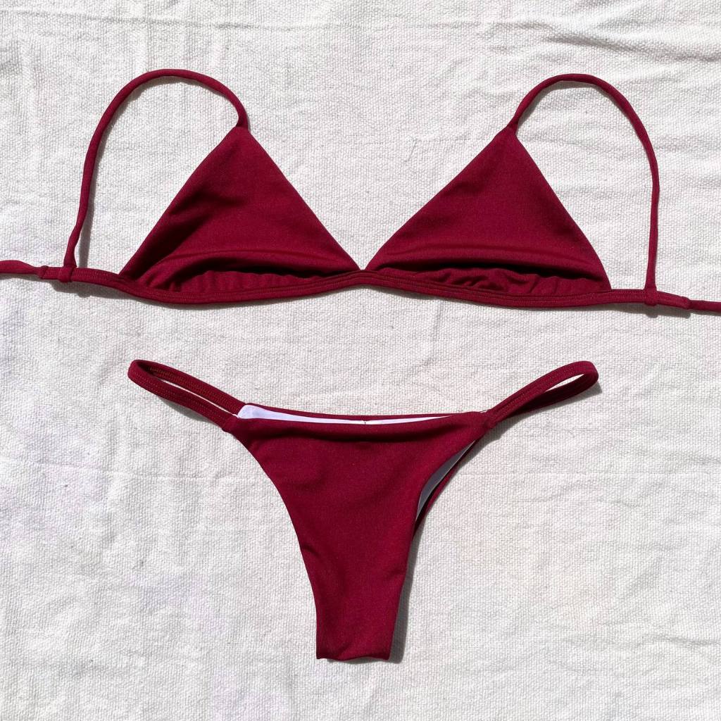 Biquíni top fixo calcinha Fita com Forro Moda Praia para o Verão