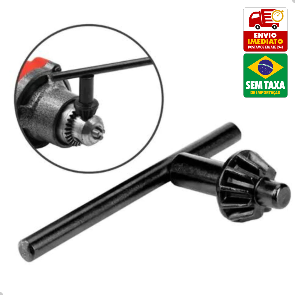 Chave para Mandril Furadeira 10mm a 13mm Aço Reforçado Kit 3 Peças Parafusadeira GP4075