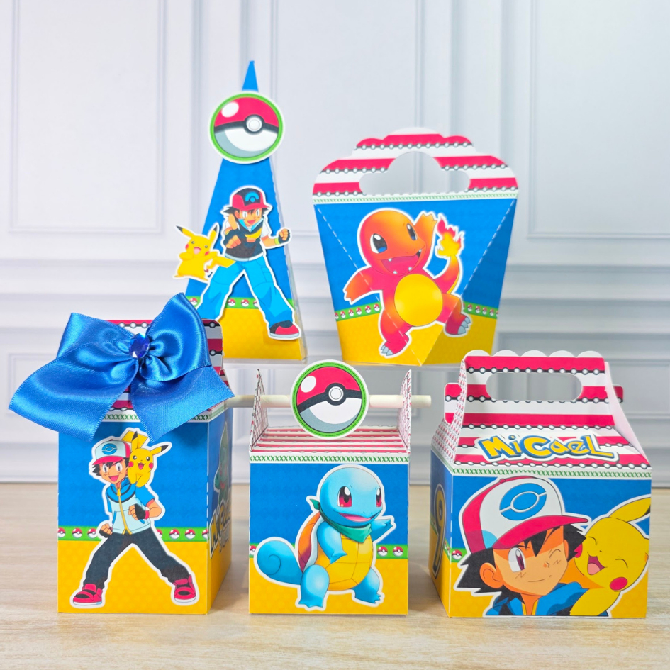 Kit Festa Aniversário POKEMON Caixinhas Personalizadas Lembrancinhas para Festa ( PEGUE E MONTE )