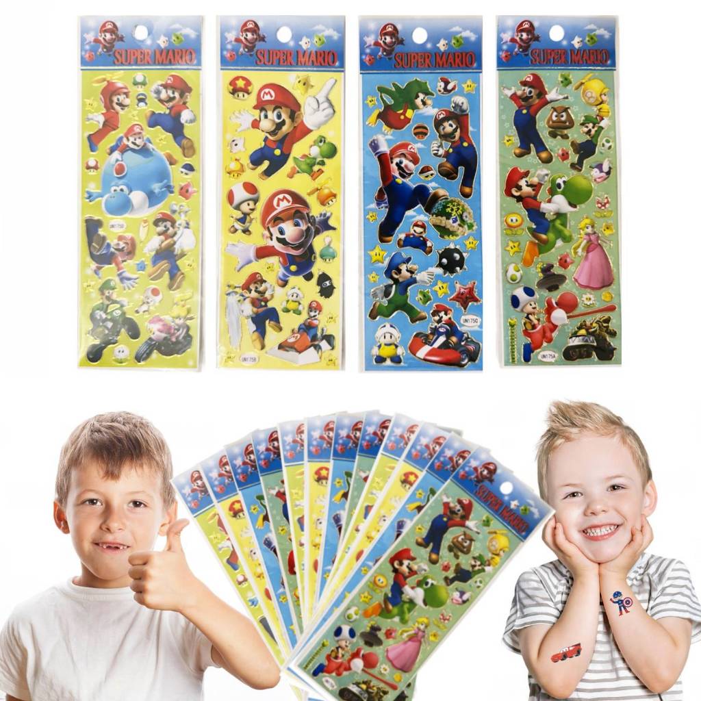 10/20/40 Cartelas Super Mario Adesivo Infantil Menino Menina Lembrancinha Escola Criança Sticker