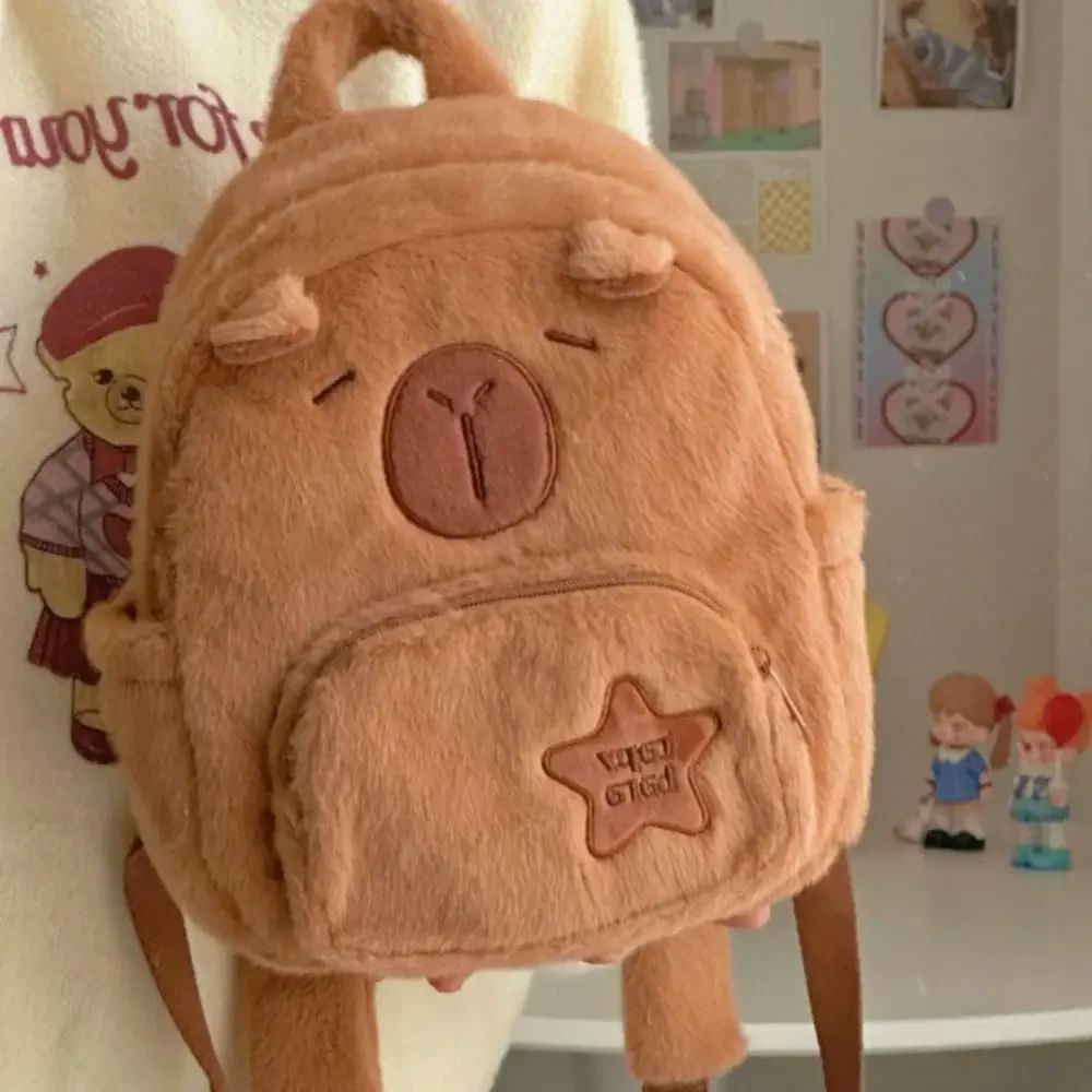 Mochila Bolsa Pelucia Capivara Divertida Kawaii Passeios Escolar Crianças Infantil Varios Modelos Fofa Animal Capybaraal