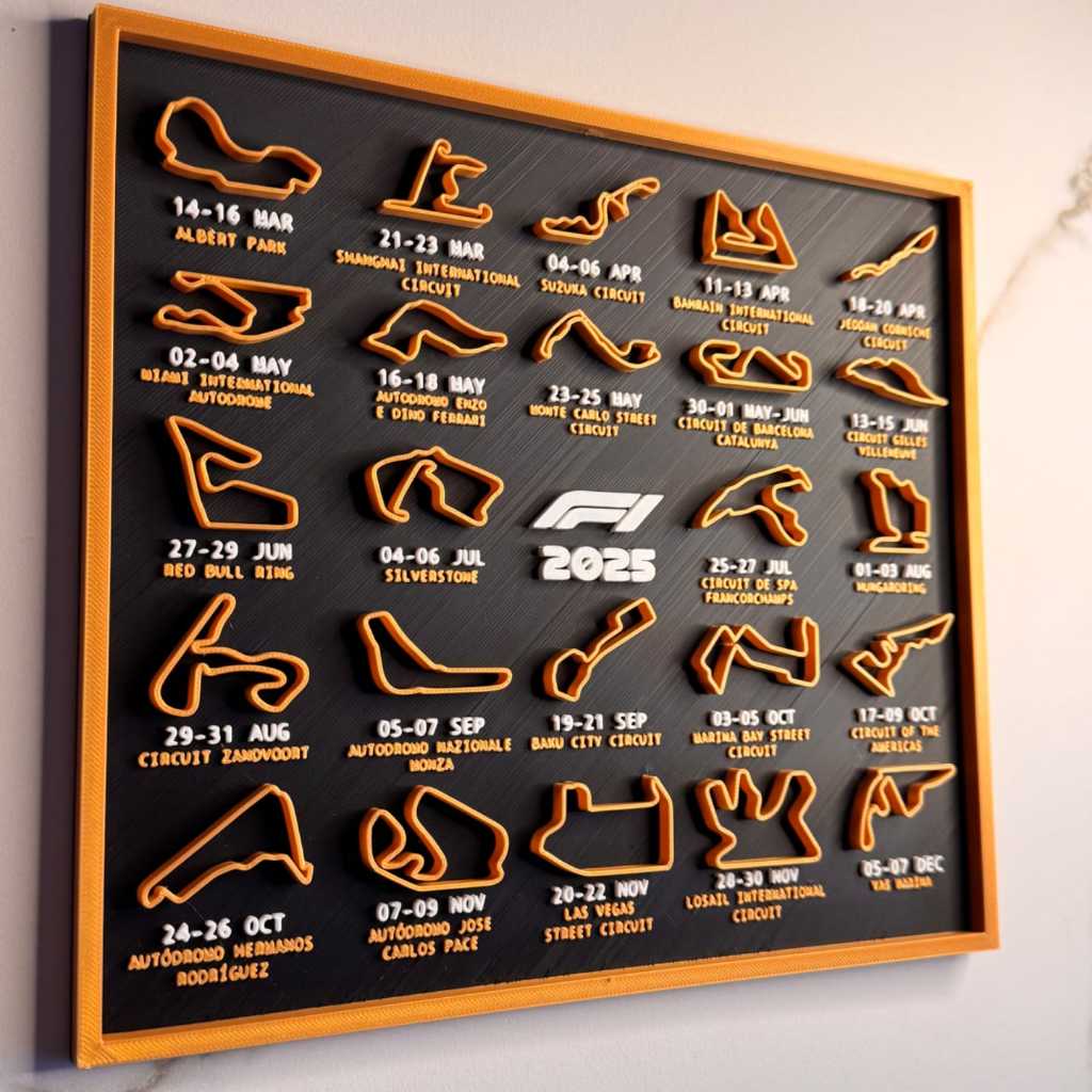 Quadro Decorativo Pista Fórmula 1 em Relevo – F1 Circuito 3D Calendario