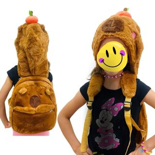Mochila Pelucia com touca Capivara Divertida Bolsa Passeios Escolar Crianças Infantil Varios Modelos Kawaii Fofa Animal em Oferta na Shopee