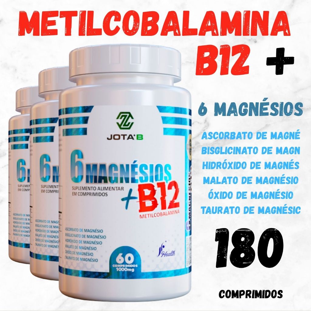 OS 6 MAGNÉSIOS + B12 METILCOBALAMINA  AGORA EM 1 SÓ POTE | 60 CÁPSULAS 1OOOmg O MAIS COMPLETO