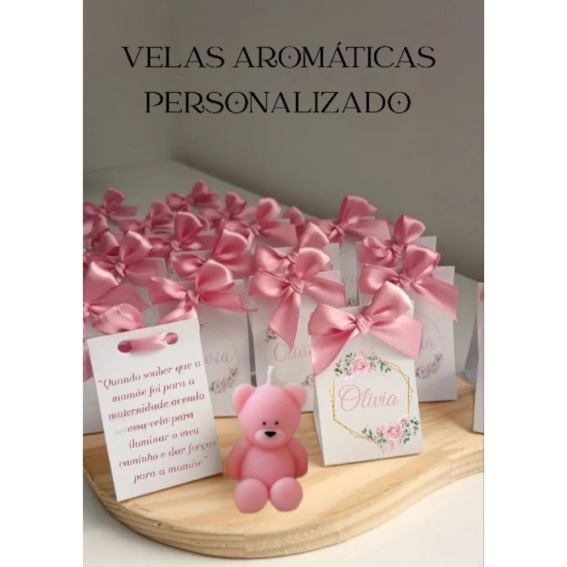 Velas Aromáticas Personalizadas Ursinho Maternidade Batizado Lembrancinha Chá Revelação Bebê
