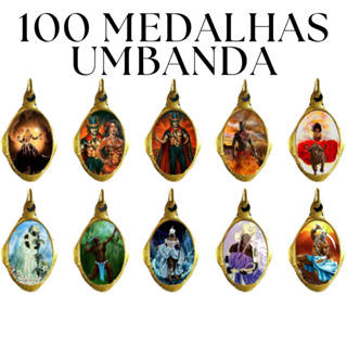 100 Unidades Umbanda Douradas – Chapa Resinada para Proteção Espiritual e Fé em Oferta na Shopee