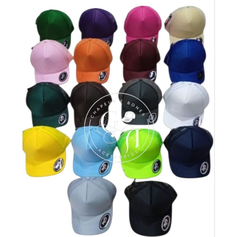 Boné Trucker Redinha Original Tkm, Liso na frente Com Tela na parte de trás ajustável