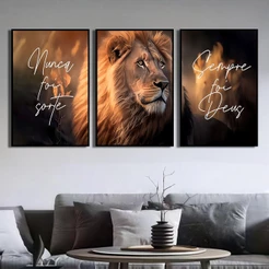 Quadros Decorativos Grande Sala Quarto Leao Nunca Foi Sorte 122x60