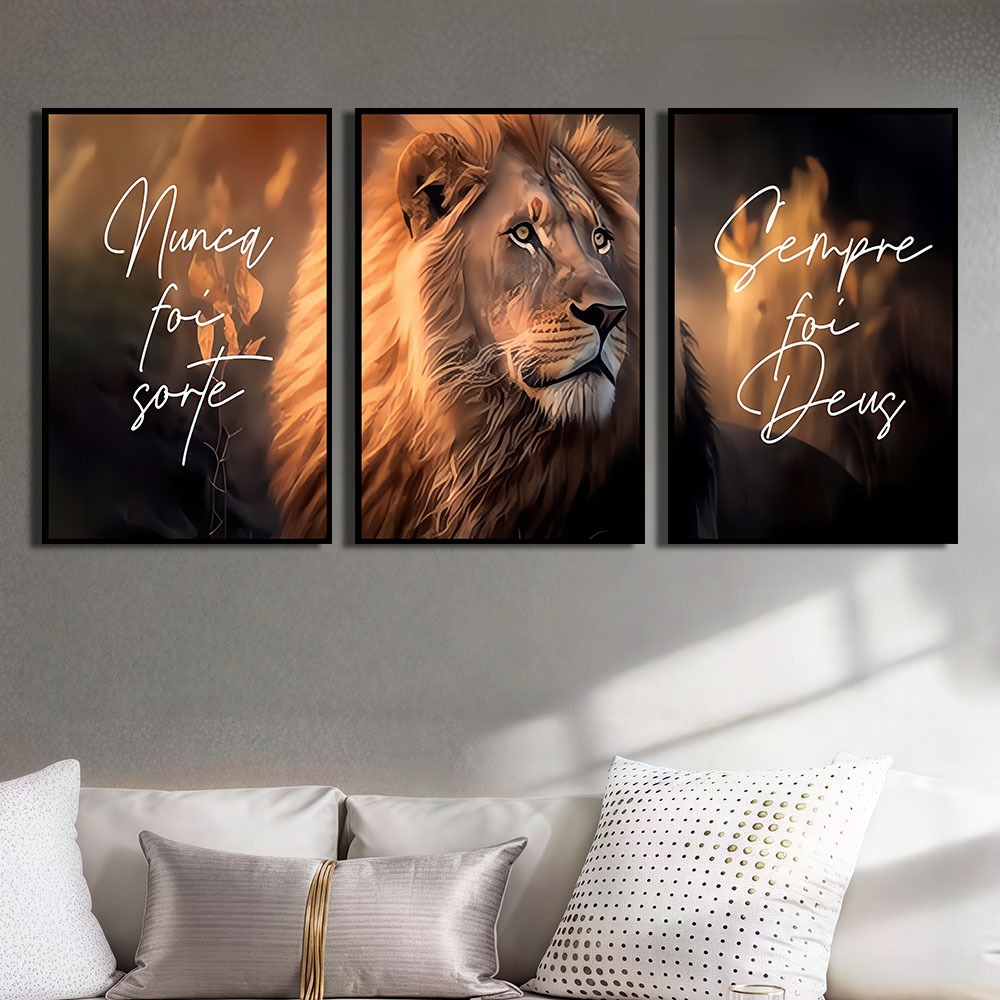 Quadros Decorativos Grande Sala Quarto Leao Nunca Foi Sorte 122x60 — imagem 2 de 2