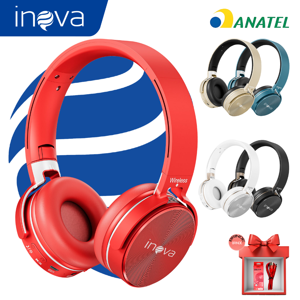 INOVA Fone Bluetooth Sem Fio | Headset Dobrável com Som HiFi Bluetooth 5.3 - Perfeito para Jogos e Música