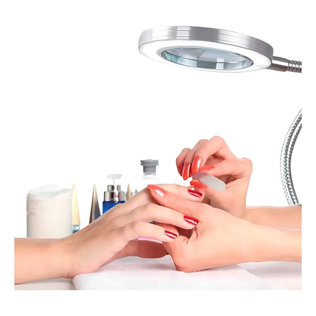 Lupa 8x Bancada Led Ring Light Mesa Manicure Estética em Oferta na Shopee