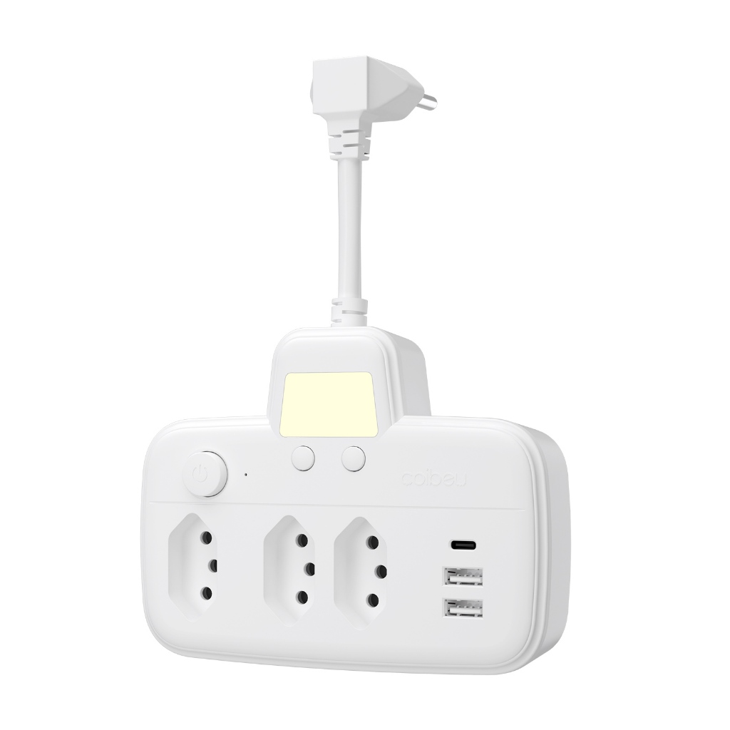 COIBEU Extensão Super Curta 3 Tomadas 2USB 1Type-C Carregador Rápido Universal Cabo Minúsculo em Oferta na Shopee