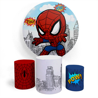 Kit Painel Personalizado Capa Redonda E Capa Cilindro Festa De Aniversário Homem Aranha Baby em Oferta na Shopee